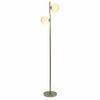 Simple Designs 66in Tall Mid Century Modern Standing Tree Floor Lamp with Dual White Glass Globe Shade., Gold LF1044-GLD